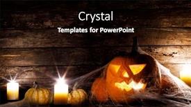  Presentation with dark web - Slide set enhanced with festive-mystical-halloween-interior-pumpkin background and a black colored foreground
