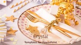  Presentation with golden christmas - PPT theme enhanced with festive-place-setting-for-christmas background and a lemonade colored foreground