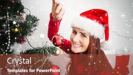  Presentation with twinkling stars - Presentation theme with bauble on tree against twinkling background and a red colored foreground