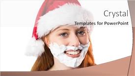  Presentation with foam - Presentation design enhanced with festive redhead in foam beard on white background background and a white colored foreground