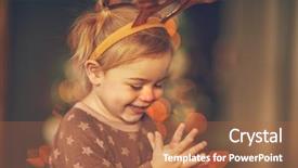  Presentation with happy baby - PPT layouts featuring festive reindeer horns cheerful baby background and a coral colored foreground