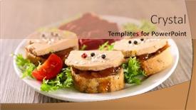  Presentation with foie - PPT theme enhanced with festive-salad-with-foie-gras background and a coral colored foreground