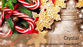  Presentation with festive season - Slide set featuring festive season - christmas holiday background with gingerbread background and a coral colored foreground