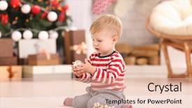  Presentation with baby christmas - Beautiful presentation theme featuring festive season - cute little baby playing backdrop and a lemonade colored foreground