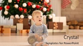  Presentation with baby christmas - PPT theme featuring festive season - cute little baby with clock background and a  colored foreground