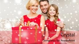  Presentation with winter family - PPT layouts featuring festive season - family christmas x-mas winter happiness background and a red colored foreground