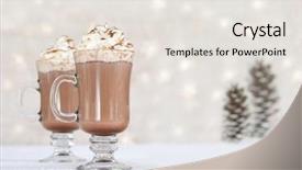  Presentation with festive season - Presentation consisting of festive season - hot chocolate on winter background background and a sky blue colored foreground