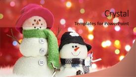  Presentation with snowman - Slides featuring festive snowman with christmas light background and a red colored foreground