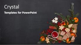  Presentation with year still life christmas - Colorful slide set enhanced with festive-still-life-berries-mandarins backdrop and a dark gray colored foreground