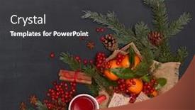  Presentation with year still life christmas - Slide deck having festive-still-life-berries-mandarins background and a dark gray colored foreground