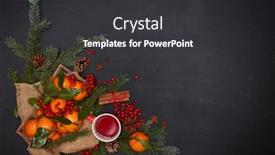  Presentation with year still life christmas - Slide set featuring festive-still-life-berries-mandarins background and a dark gray colored foreground