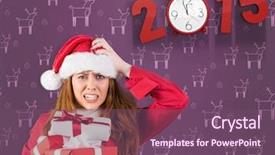  Presentation with purple festive christmas red - Presentation theme having festive stressed redhead holding gifts background and a violet colored foreground