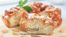  Presentation with almonds - PPT theme enhanced with festive sweet bread with almonds background and a coral colored foreground