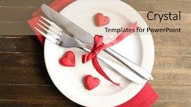  Presentation with wedding banquet table - PPT theme enhanced with festive table setting for valentine background and a coral colored foreground