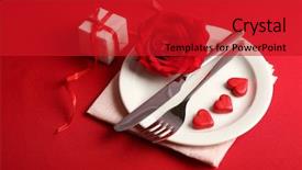  Presentation with table setting - Presentation theme consisting of festive table setting for valentine background and a  colored foreground