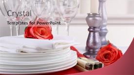  Presentation with table setting - Presentation theme featuring festive-table-setting-on-room background and a light gray colored foreground