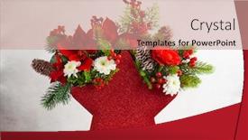  Presentation with red star - Slide set featuring festive-winter-flower-arrangement background and a coral colored foreground