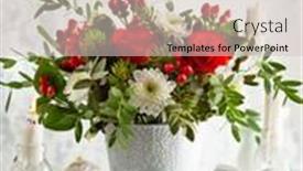  Presentation with chrysanthemum - Amazing PPT theme having festive-winter-flower-arrangement backdrop and a soft green colored foreground