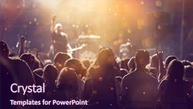  Presentation with concert stage empty stage - Beautiful slide deck featuring festivities background - crowd at concert - cheering backdrop and a wine colored foreground