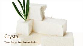  Presentation with feta cheese - Audience pleasing presentation theme consisting of feta cheese cubes with rosemary backdrop and a cream colored foreground