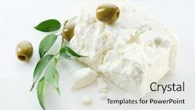  Presentation with feta cheese - Cool new PPT theme with feta cheese isolated on white backdrop and a lemonade colored foreground