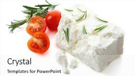  Presentation with feta cheese - PPT theme enhanced with feta cheese isolated on white background and a sky blue colored foreground