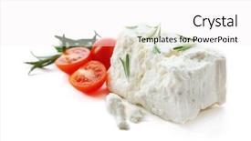  Presentation with feta cheese - Amazing PPT theme having feta cheese isolated on white backdrop and a white colored foreground