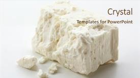  Presentation with feta cheese - Presentation theme consisting of feta cheese isolated on white background and a cream colored foreground