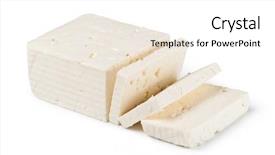  Presentation with feta cheese - Cool new slides with feta cheese isolated on white backdrop and a white colored foreground