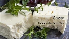  Presentation with feta cheese - Presentation theme featuring feta cheese with black olives background and a mint green colored foreground
