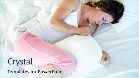  Presentation with bed - Slide deck enhanced with fetal - sick woman lying in bed background and a sky blue colored foreground