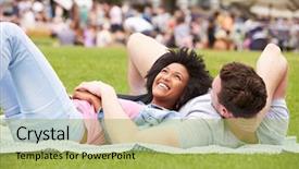  Presentation with summer event - Presentation theme consisting of fetesh - couple relaxing at outdoor summer background and a  colored foreground