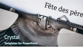  Presentation with paper - Slide deck featuring fetesh - fete des peres written background and a  colored foreground