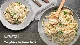  Presentation with italian - Beautiful theme featuring fettuccine - delicious italian chicken alfredo backdrop and a gray colored foreground