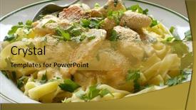  Presentation with chicken - Cool new slide set with fettuccine alfredo with chicken backdrop and a gold colored foreground