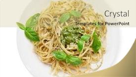  Presentation with pasta sauce - PPT layouts enhanced with fettuccine-pasta-with-pesto-sauce background and a yellow colored foreground