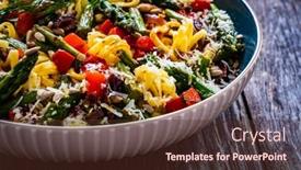  Presentation with asparagus - Presentation theme featuring fettuccine-with-asparagus-parmesan background and a tawny brown colored foreground