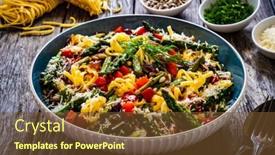  Presentation with asparagus - PPT theme having fettuccine-with-asparagus-parmesan background and a tawny brown colored foreground