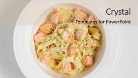  Presentation with white plate - Presentation theme with fettuccine with salmon at white background and a coral colored foreground