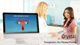  Presentation with gynecologist - Beautiful slide set featuring fetus - computer at hospital on blurred backdrop and a lemonade colored foreground