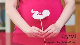  Presentation with embryo - PPT theme with fetus - pregnancy concept hands of pregnant background and a red colored foreground