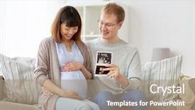  Presentation with fetus - Slides enhanced with fetus - pregnancy family and people concept background and a coral colored foreground