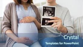  Presentation with baby ultrasound - Beautiful presentation featuring fetus - pregnancy family and people concept backdrop and a ocean colored foreground