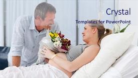  Presentation with fetus - Presentation with fetus pregnant women - adorable couple in a hospital background and a sky blue colored foreground