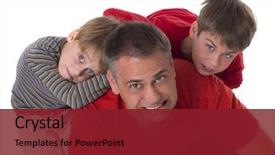  Presentation with parenting - Slide set with family feud - spoiled children on their father's background and a tawny brown colored foreground