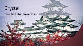  Presentation with castle - Amazing presentation design having feudalism - himeji castle backdrop and a lemonade colored foreground