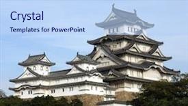  Presentation with castle - Colorful slides enhanced with ninja world - himeji castle backdrop and a light blue colored foreground