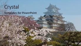  Presentation with bonsai - PPT theme enhanced with feudalism - landscape view of the main background and a light blue colored foreground