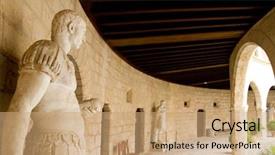  Presentation with castle - Cool new PPT theme with feudalism - bellver castle castillo statues backdrop and a coral colored foreground