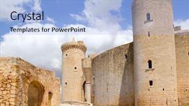  Presentation with tower - Presentation theme enhanced with feudalism - bellver castle castillo tower background and a  colored foreground